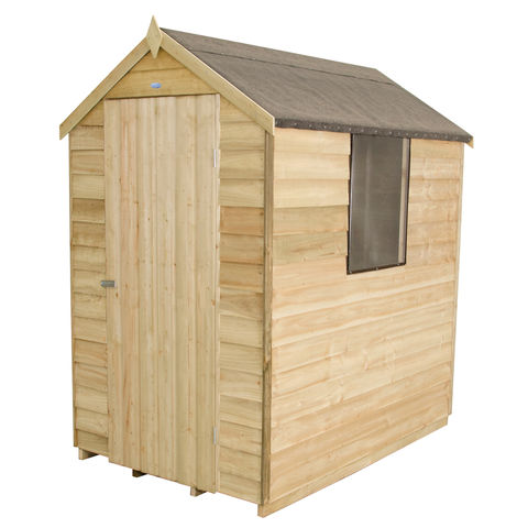 Photo of Forest Forest 4x6ft Apex Overlap Pressure Treated Shed -assembled-