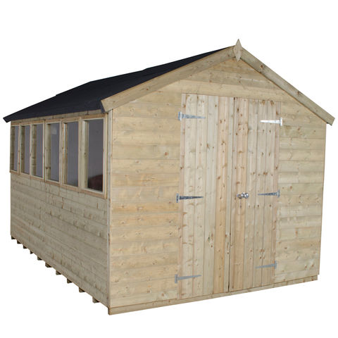 Forest Forest 8x12ft Apex Pressure Treated Shiplap Double Door Shed (Assembled)