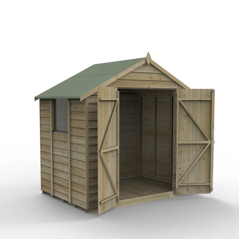Image of Forest Forest 7'x5' Overlap Pressure Treated Apex Shed - Double Door (Home Delivery)