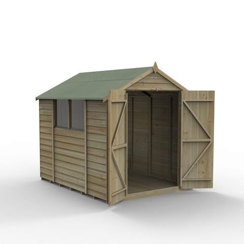 Image of Forest Forest 8'x6' Overlap Pressure Treated 8'x6' Apex Shed - Double Door (Home Delivery)