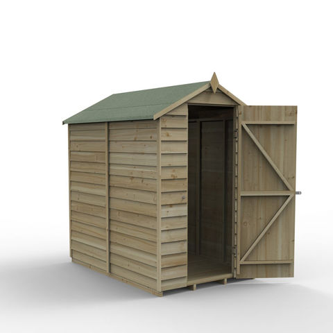 Image of Forest Forest Garden Overlap Pressure Treated 6'x4' Apex Shed - No Window (Home Delivery)