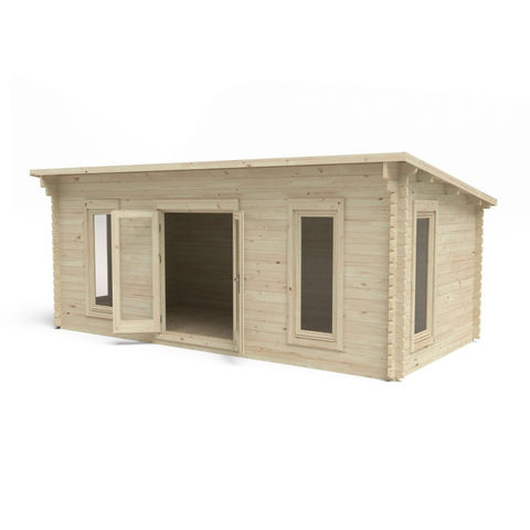 Forest Garden Arley 6.0m x 3.0m Cabin - Pent Roof, Double Glazed 34kg Polyester Felt, plus Underlay (Home Delivery)