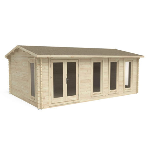 Image of Forest Forest Garden Blakedown 6.0m x 4.0m Log Cabin - Apex Roof, Double Glazed 24kg Polyester Felt, no Underlay (Home Delivery)