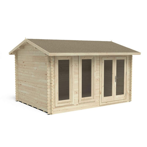 Image of Forest Forest Garden Chiltern 4.0m x 3.0m Log Cabin - Apex Roof, Double Glazed with Felt Shingles and Underlay (Delivered or Installed)