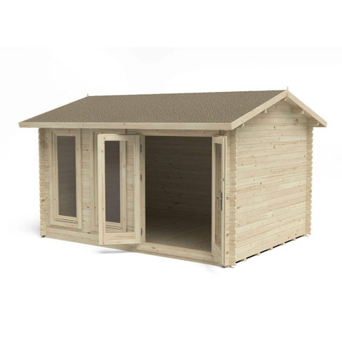 Forest Garden Chiltern 4.0m x 3.0m Log Cabin - Apex Roof, Single Glazed 24kg Felt, no Underlay (Delivered or Installed)